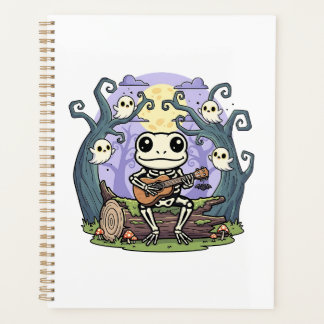 Agenda Frog Skeleton Playing Ukulele with Ghosts
