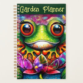 Agenda Frog Whimsical Abstract Pintura Art Floral Verde