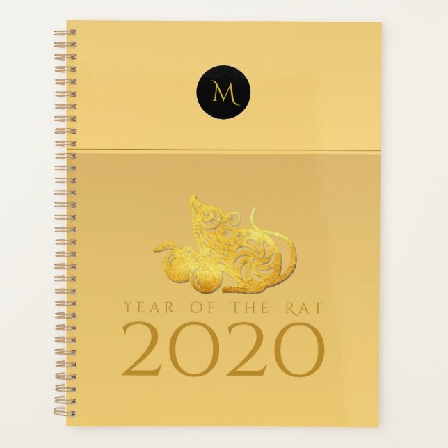 Agenda Frutos del Año Rat 2020 Elegante Monograma Planner (Anverso)