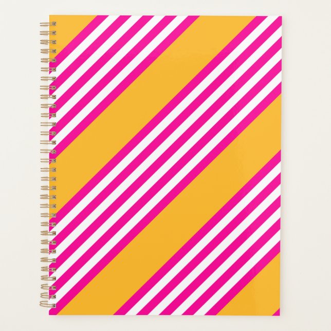 Agenda Fuchsia y amarillo cinco rayas (Anverso)