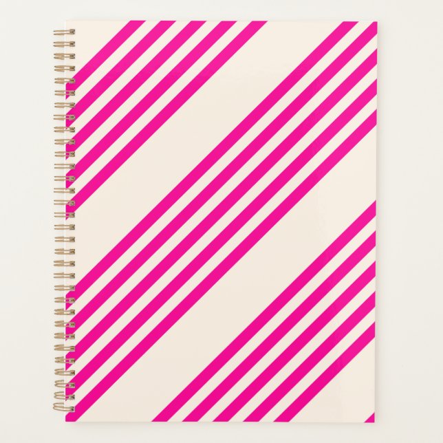 Agenda Fuchsia y beige cinco rayas (Anverso)