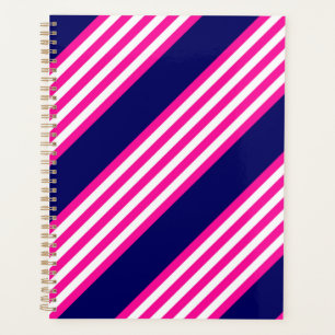Agenda Fuchsia y cinco rayas blancas con azul