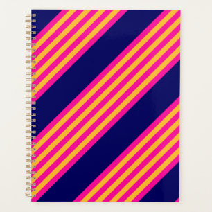 Agenda Fuchsia y rayas amarillas con azul marino