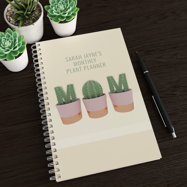 Agenda Fun Cactus Mom Personalizado Succulant Planner (Plant parent? Need a handy planner to help you with your seedlings? Just add your name)