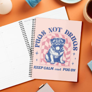Agenda Fun Retro Pug "Pugs No Drogas" Colores Pastel Muer
