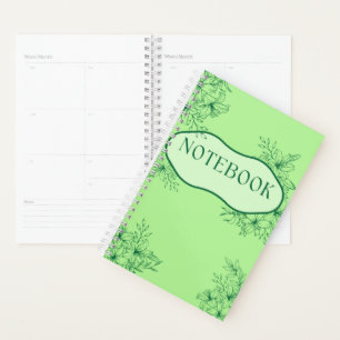 Agenda Funda elegante para portátiles florales verdes