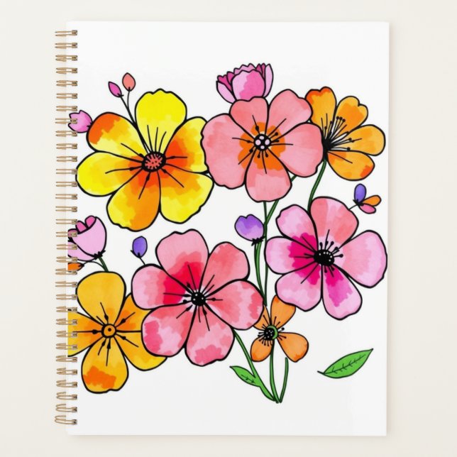 Agenda Funky Colorful Flowers (Anverso)