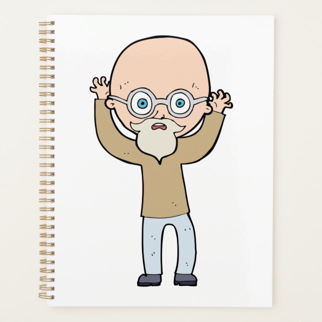 Agenda Funny Bald Quirky Old Man with Beard (Anverso)