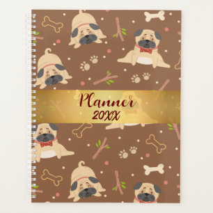 Agenda Funny Brown Pug Paws Personalizado Planner