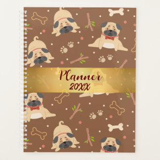 Agenda Funny Brown Pug Paws Personalizado Planner