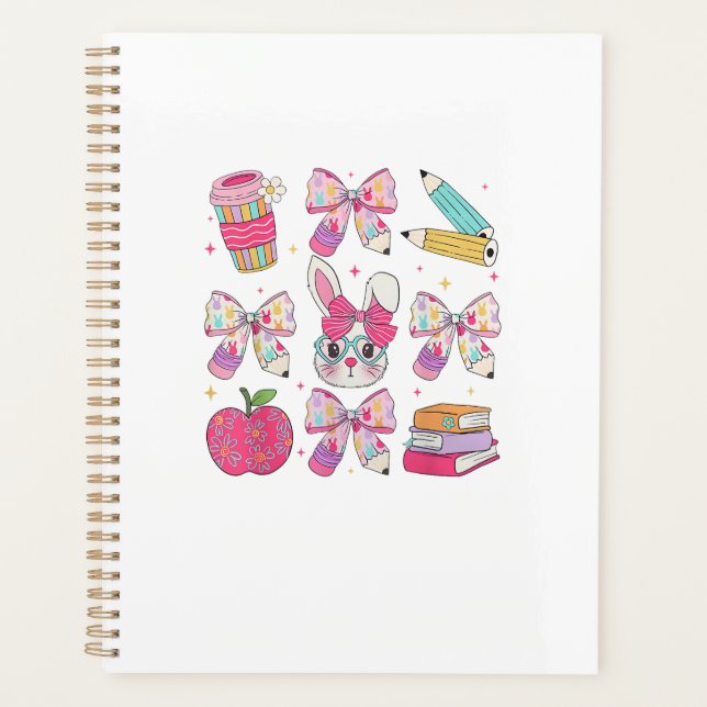Agenda Funny Bunny Coquette Bow Rabbit Teacher Easter Ret (Anverso)