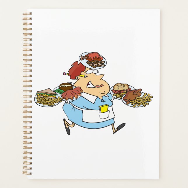 Agenda Funny Busy Waitress Overworked Server (Anverso)