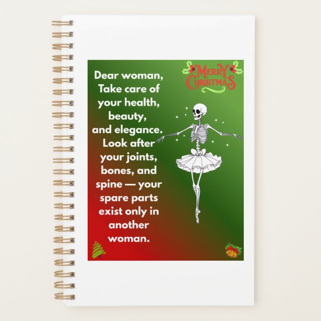 Agenda Funny Christmas Skeleton Wishes for woman Holiday  (Anverso)