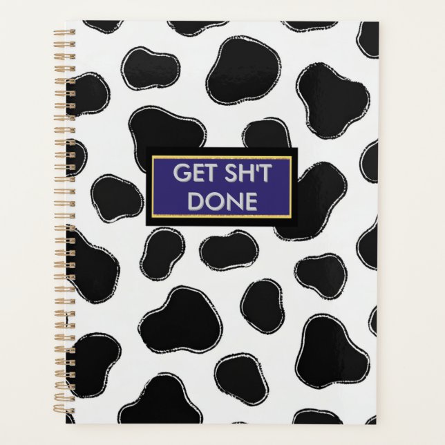 Agenda Funny Cow Print Office Essentials-Boss Babe Vibe (Anverso)