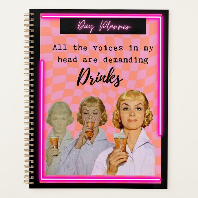 Agenda Funny Day Planner/Journal For Women Sassy-Drinks (Anverso)