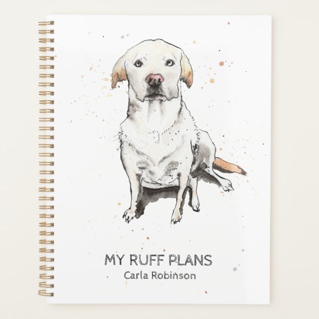 Agenda Funny Labrador Recuperever acuarela personalizada (Anverso)