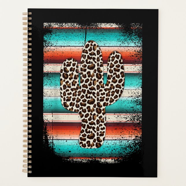 Agenda Funny Leopard Cactus Serape Cactus impresión Turqu (Anverso)