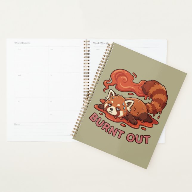 Agenda Funny Melting Red Panda Burnt Out Sticker | Cute  (Demostración)