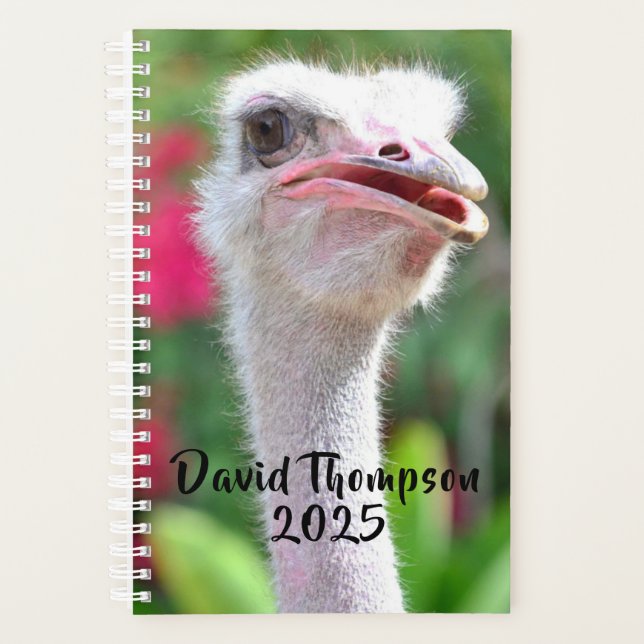 Agenda Funny Ostrich Face Nombre Personalizado (Anverso)