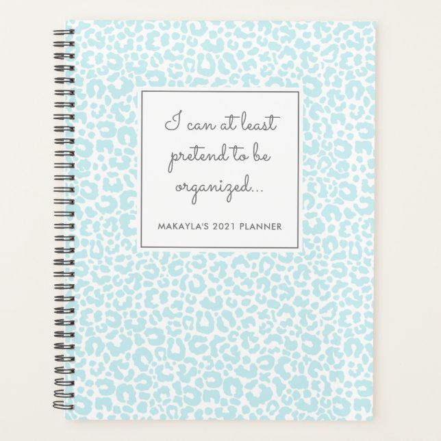 Agenda Funny Pastel Leopard Print Pattern Blue Planner (Anverso)