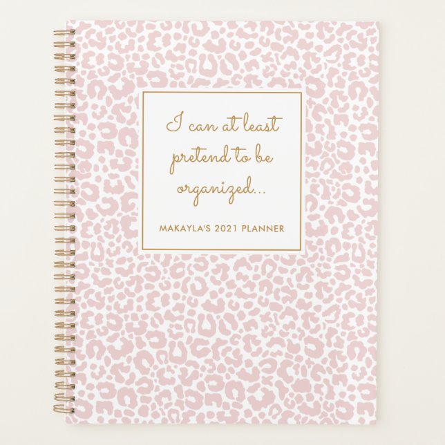 Agenda Funny Pastel Leopard Print Pattern Rubor Planner (Anverso)