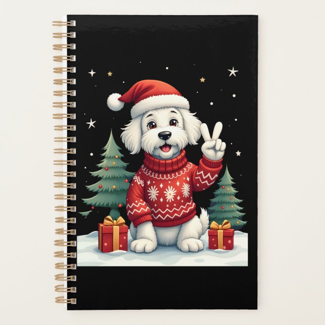 Agenda Funny Peace Hand Maltese Christmas Lights Womens M (Anverso)