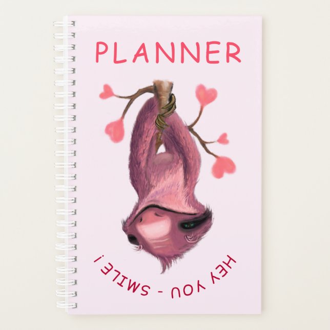 Agenda Funny Romantic Sloth Smile Planner Personalizado (Anverso)