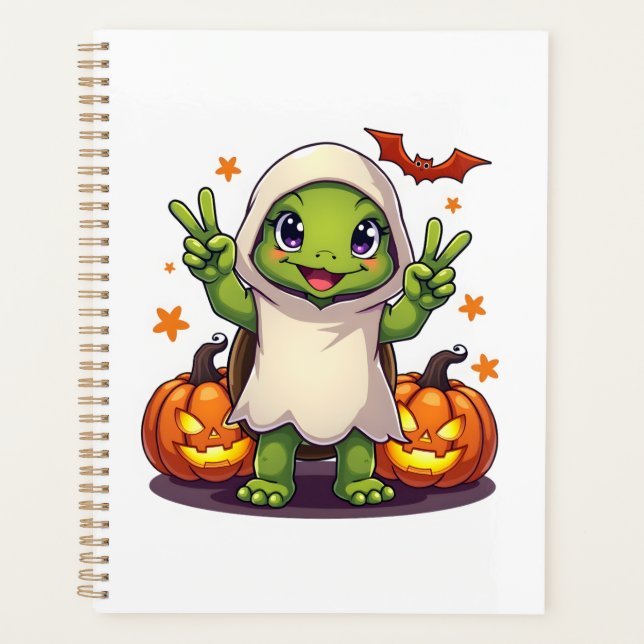 Agenda Funny Turtle Ghost Pumpkin Boo Halloween Kids Mens (Anverso)