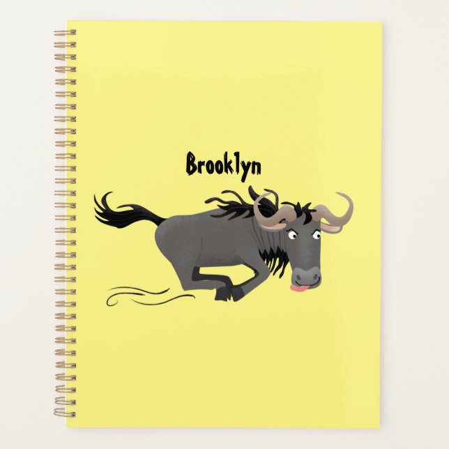 Agenda Funny Wildebeest corriendo ilustracion personaliza (Anverso)