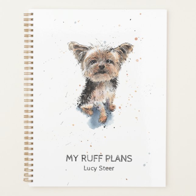 Agenda Funny Yorkshire Terrier acuarela personalizada (Anverso)