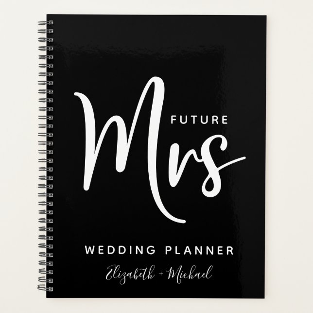 Agenda Futura Sra. Personalizada Planner de la Boda Negra (Anverso)
