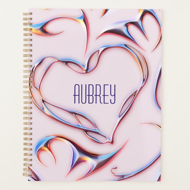 Agenda Futurista Metálico Añadir nombre Ciberpunk Rosa (Anverso)