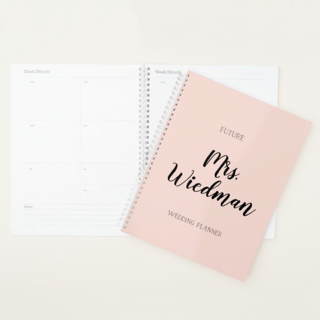 Agenda Futuro Sra. Rubor y Black Script Wedding Planner (Demostración)