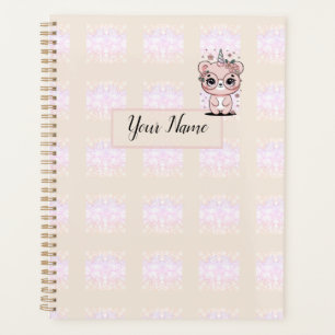 Agenda Gafas florales personalizadas de oso unicornio Kaw