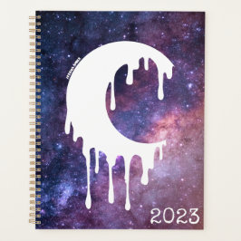 Agenda Galaxia de silueta blanca de la luna de goteo góti