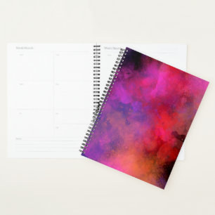 Agenda Galaxia Paint Splatt efecto naranja púrpura rosa