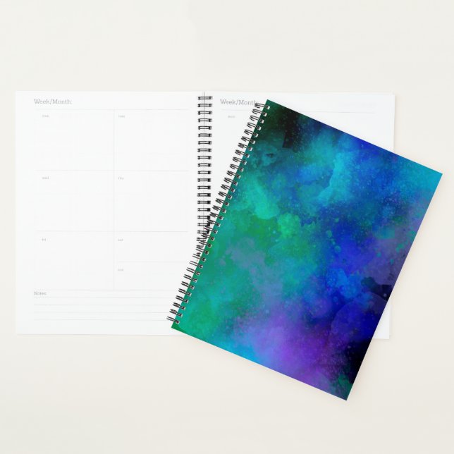 Agenda Galaxia Paint Splatter efecto azul verde (Demostración)