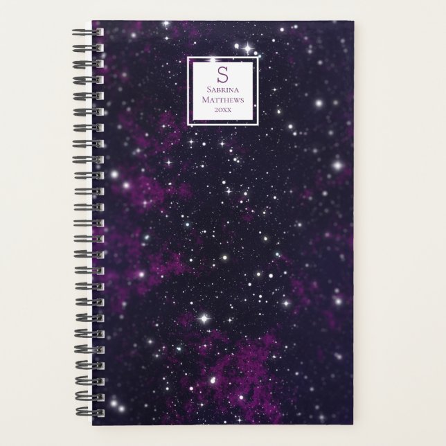 Agenda Galaxia Purple Starry Sky | Monogrammed Planner (Anverso)