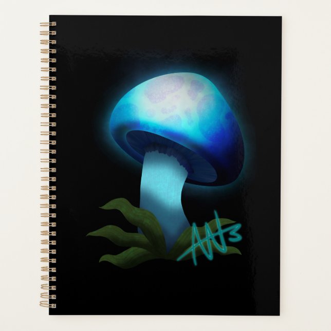 Agenda Galaxia Shiitake GLuminoso Mushroom azul claro (Anverso)