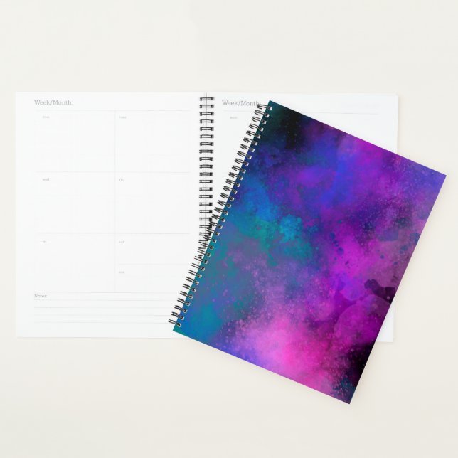 Agenda Galaxy Paint Splatter efecto azul violeta (Demostración)