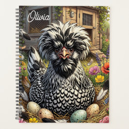 Agenda Gallo polaco blanco y negro lindo personalizado