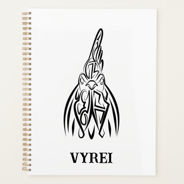 Agenda Gallo Tribal Blanco y Negro (Anverso)