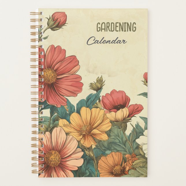 Agenda Gartenblumen Vintage Gartenarbeit Kalender (Anverso)