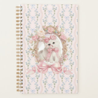 Agenda Gatito lindo con arcos rosados y bloc de notas flo