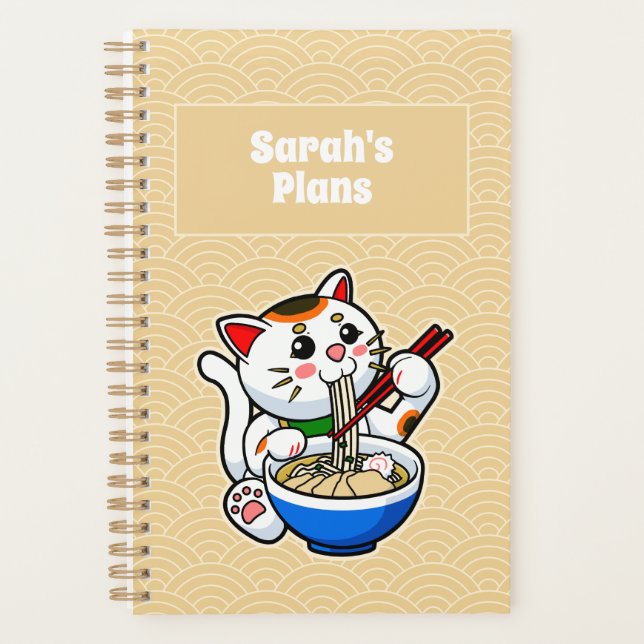 Agenda Gato afortunado Ramen personalizado (Anverso)