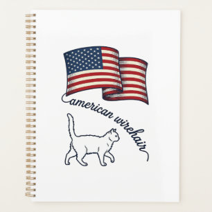 Agenda Gato American Wirehair Patriótico Diseño Vintage_1