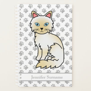 Agenda Gato Birman / Ragdoll de punto crema y patas y tex