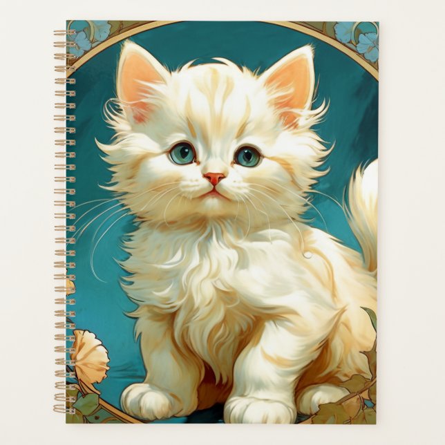 Agenda Gato blanco Alphonse Mucha Art Nouveau (Anverso)