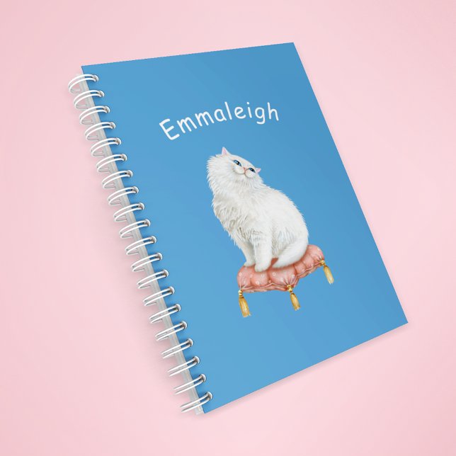 Agenda Gato blanco Bonito personalizado sentado en almoha (Subido por el creador)