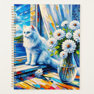 Agenda Gato blanco en el umbral de la ventana mirando hac